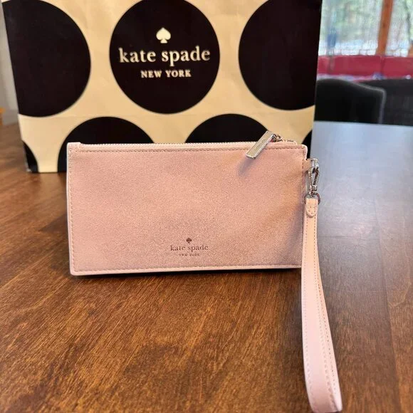 Kate Spade Yours Truly Envelope Wristlet Clutch Heart Wallet - Powdered Sugar - Picture 3 of 8